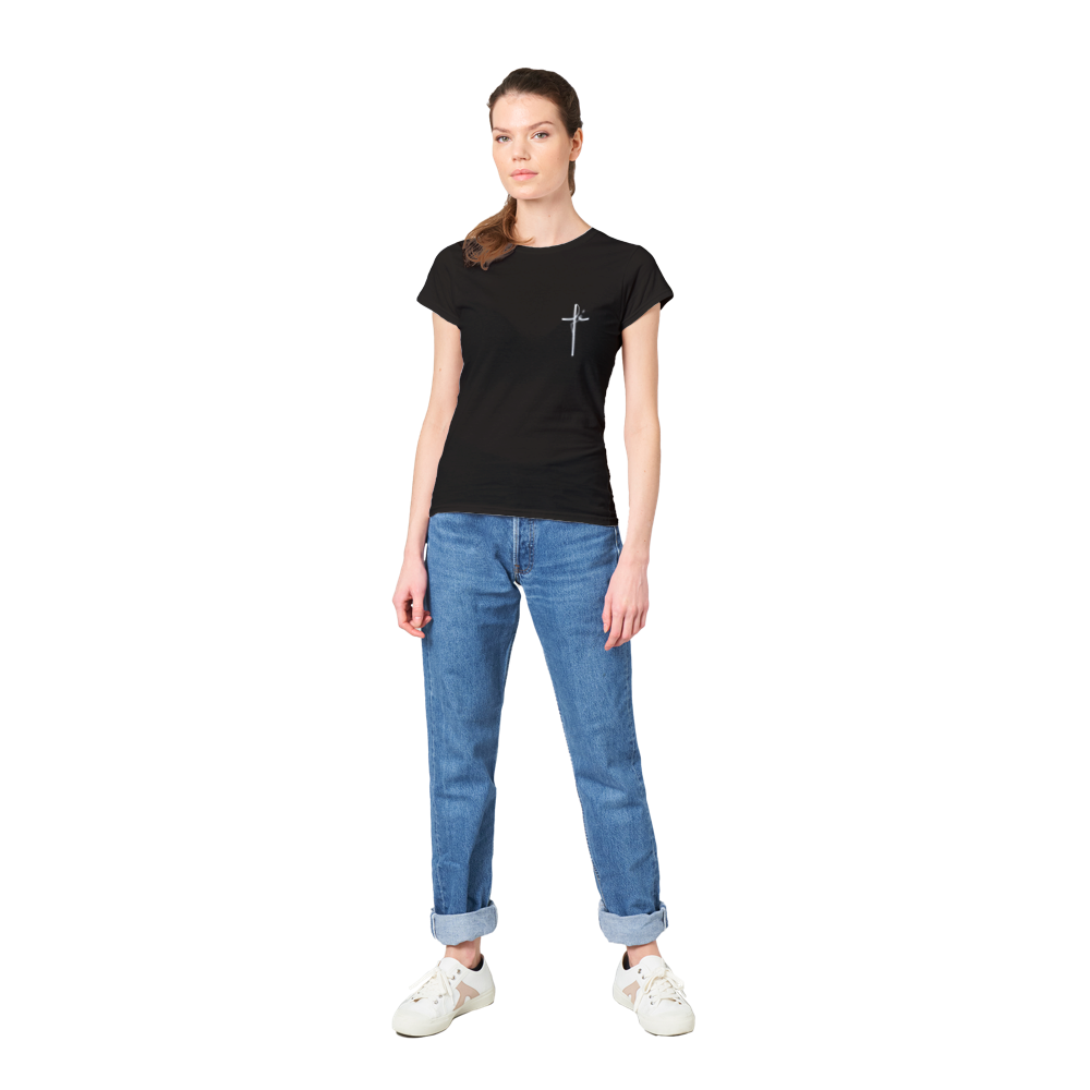 La Fé Classic Womens Crewneck T-shirt - Tienda de barrio | Chicano | Barrio | Callejero - DelBarrio_store