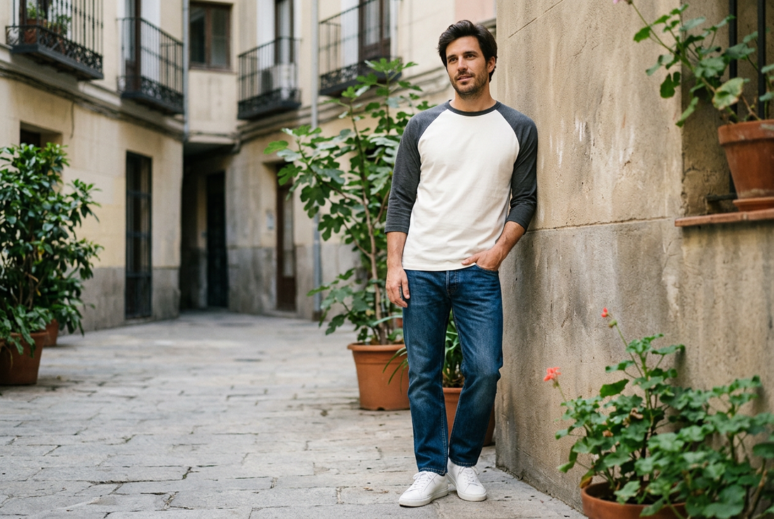 Cómo combinar camisetas raglán de manga tres cuartos