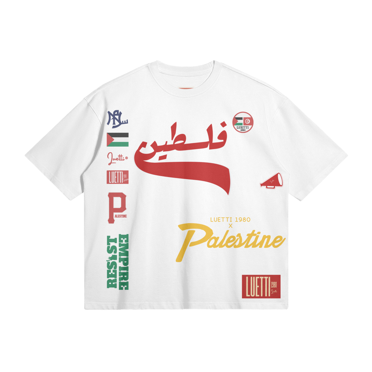 Palestine Collegiate Embroidered and Printed Premium Boxy Tee