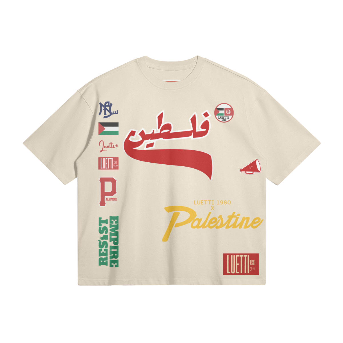 Palestine Collegiate Embroidered and Printed Premium Boxy Tee