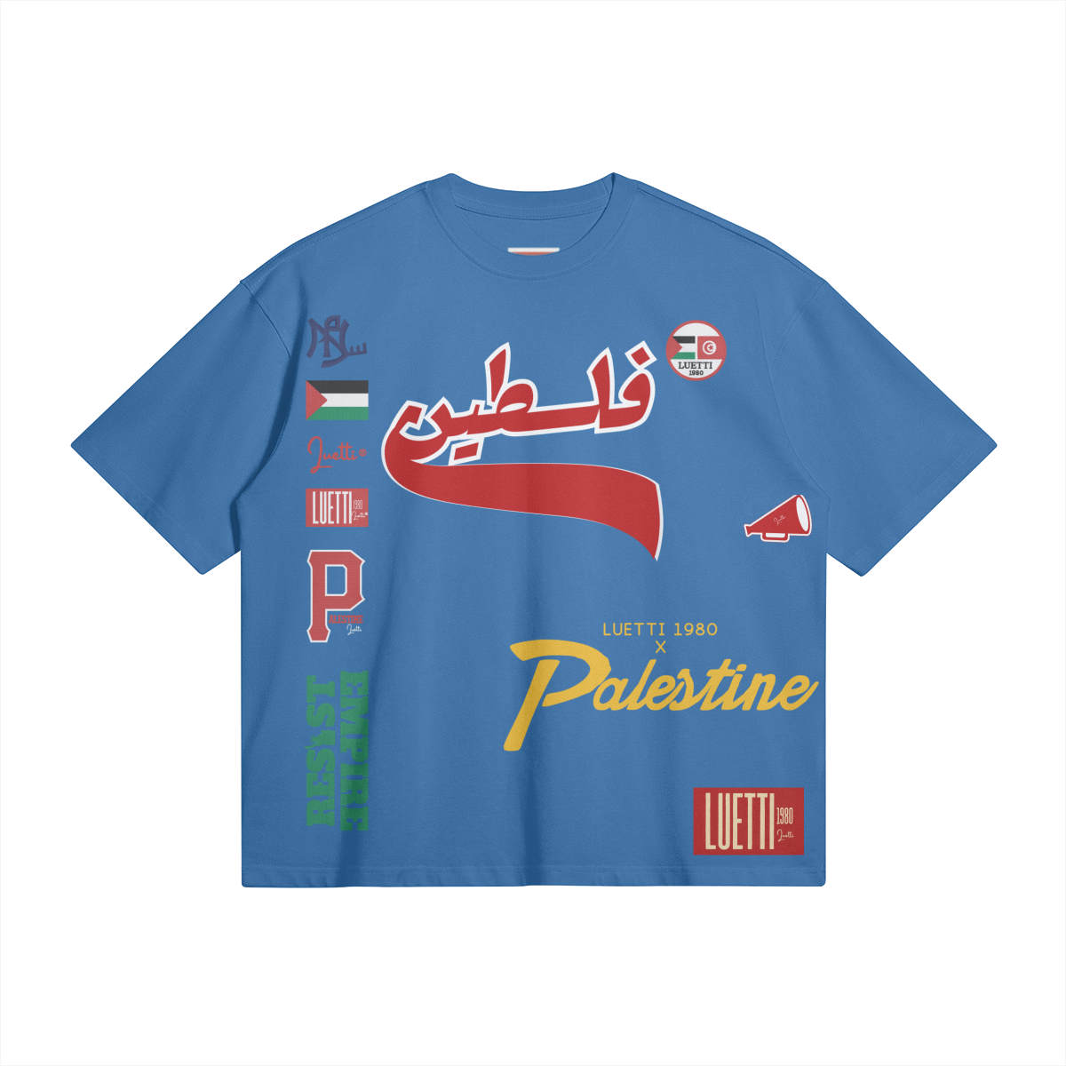 Palestine Collegiate Embroidered and Printed Premium Boxy Tee