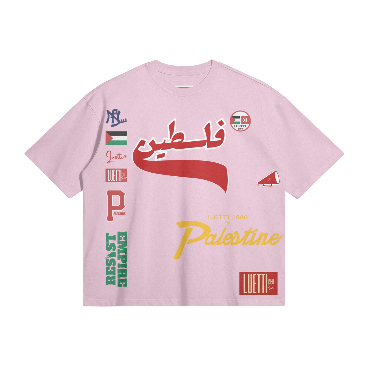 Palestine Collegiate Embroidered and Printed Premium Boxy Tee