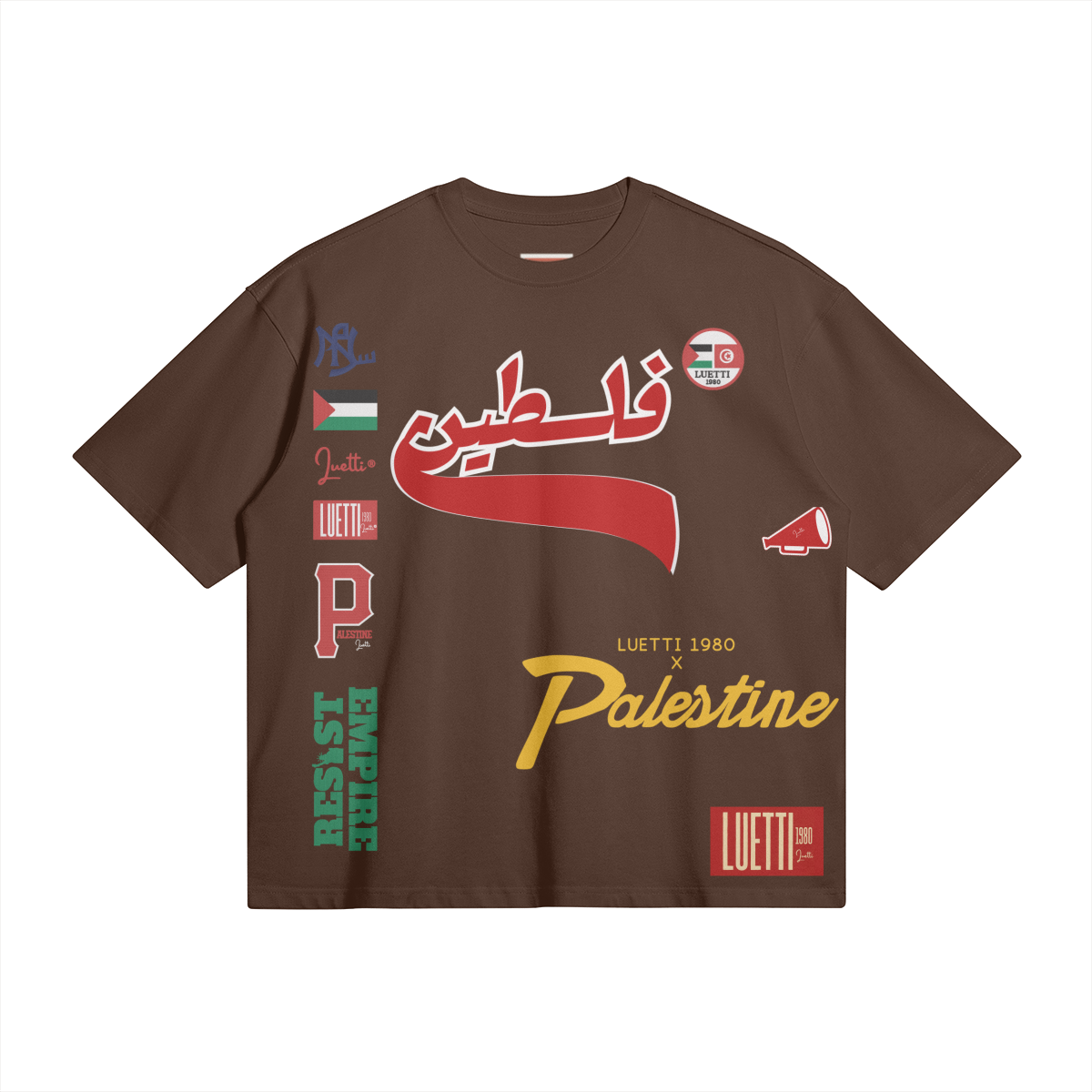 Palestine Collegiate Embroidered and Printed Premium Boxy Tee