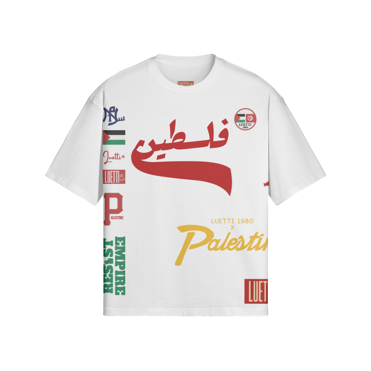 Palestine Collegiate Embroidered and Printed Premium Boxy Tee