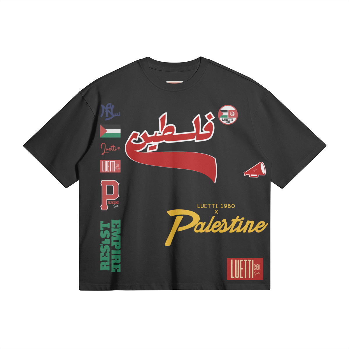 Palestine Collegiate Embroidered and Printed Premium Boxy Tee