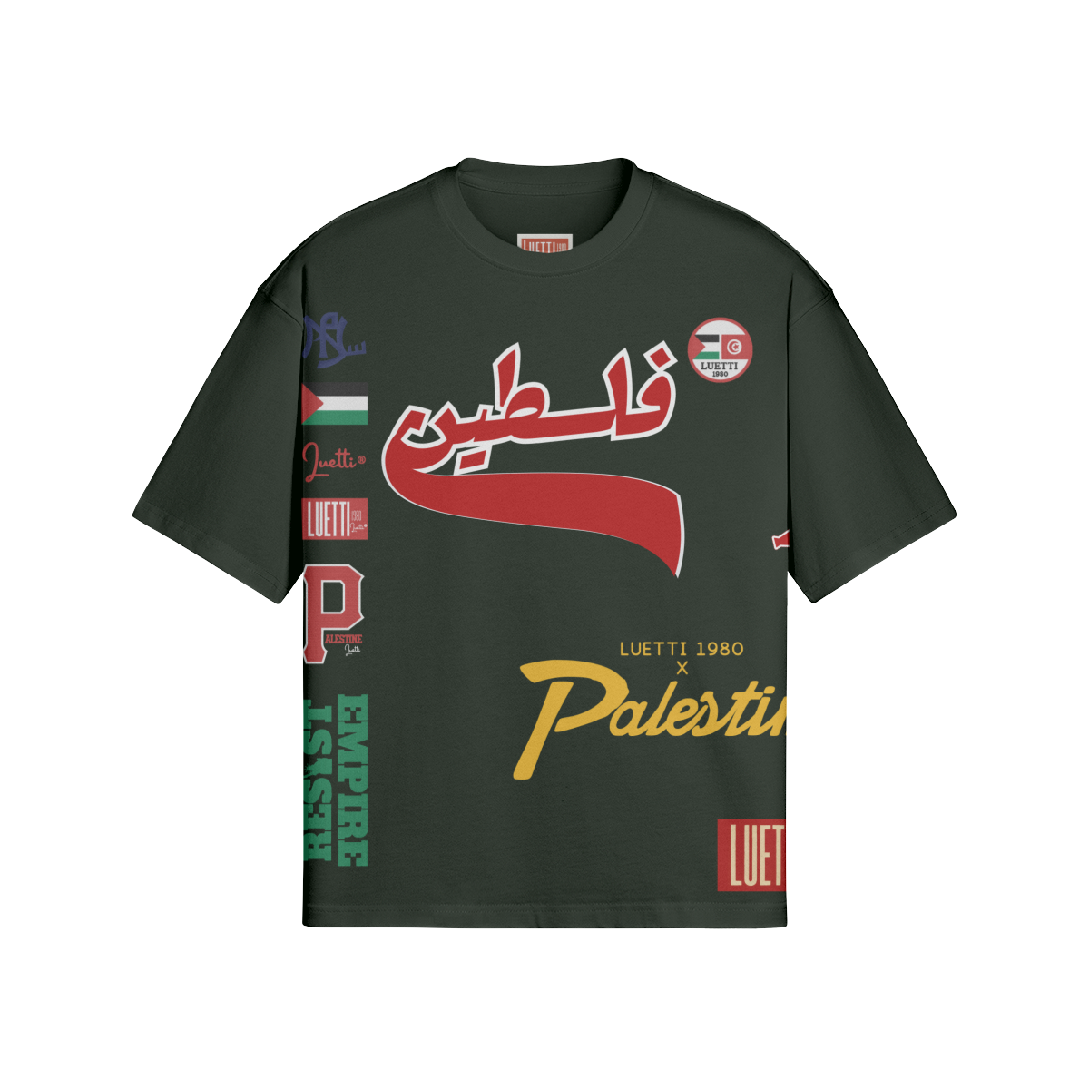Palestine Collegiate Embroidered and Printed Premium Boxy Tee