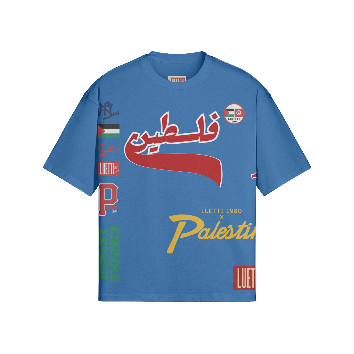 Palestine Collegiate Embroidered and Printed Premium Boxy Tee