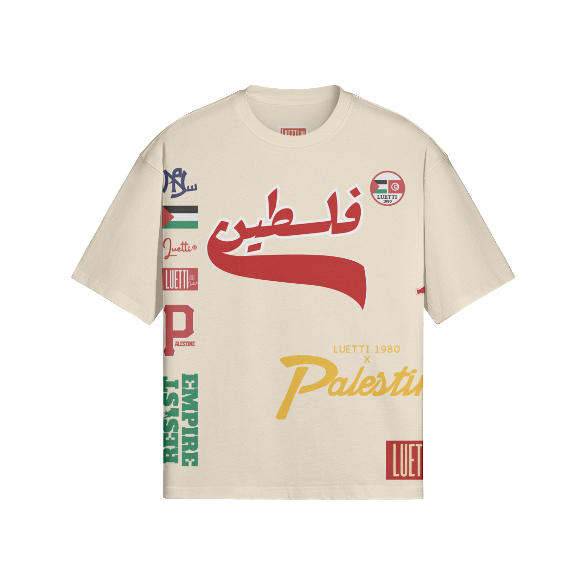 Palestine Collegiate Embroidered and Printed Premium Boxy Tee