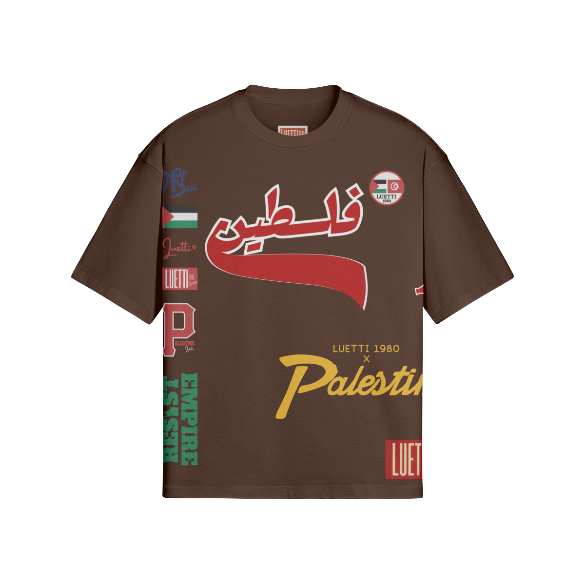 Palestine Collegiate Embroidered and Printed Premium Boxy Tee
