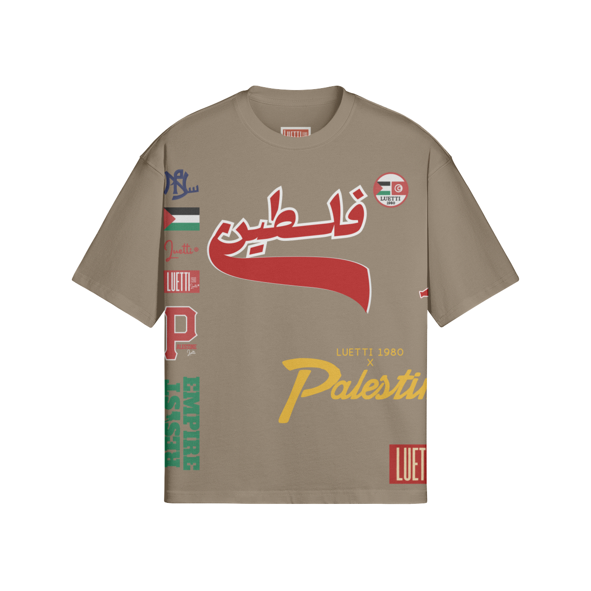 Palestine Collegiate Embroidered and Printed Premium Boxy Tee