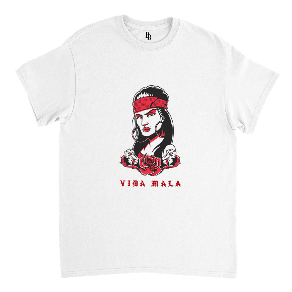 Vida Mala Heavyweight Unisex Crewneck T-shirt - Tienda de barrio | Chicano | Barrio | Callejero - DelBarrio_store