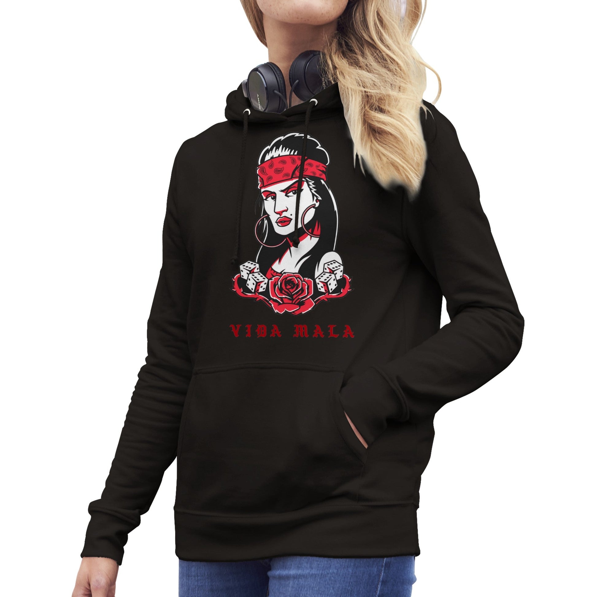 Vida Mala Premium Womens Pullover Hoodie - Tienda de barrio | Chicano | Barrio | Callejero - DelBarrio_store